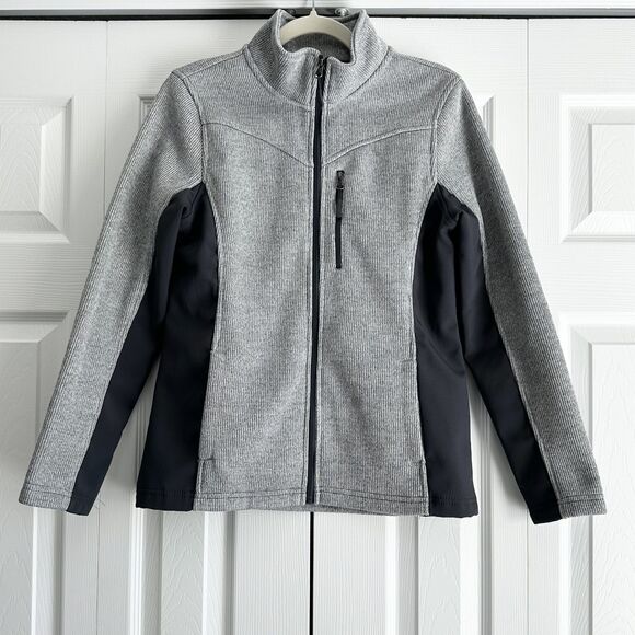 Faded Glory Jacket Size M Gray Full Zip Ribbed Fitted Lightweight Activewear - Picture 1 of 9